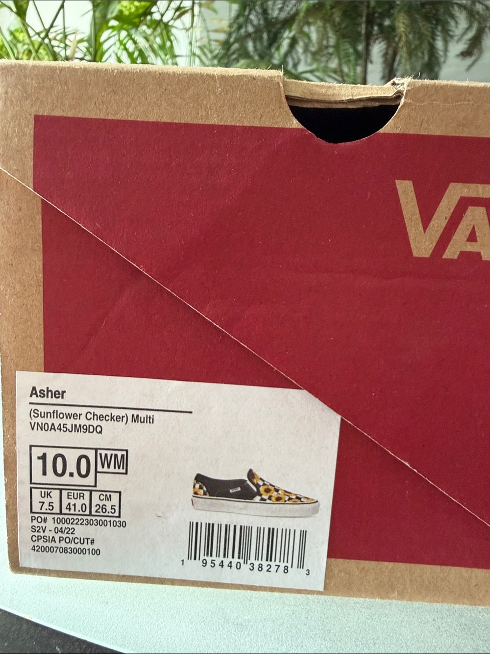 Vans Black Slip-On Sneakers with Yellow Sunflower Checkerboard - Picture 6 of 6